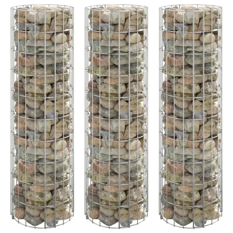 Gabion plantenbak in gegalvaniseerd staal voor een stabiele border - Ø 30 x 100 cm (3 pcs) / 1 - Bloempotten &