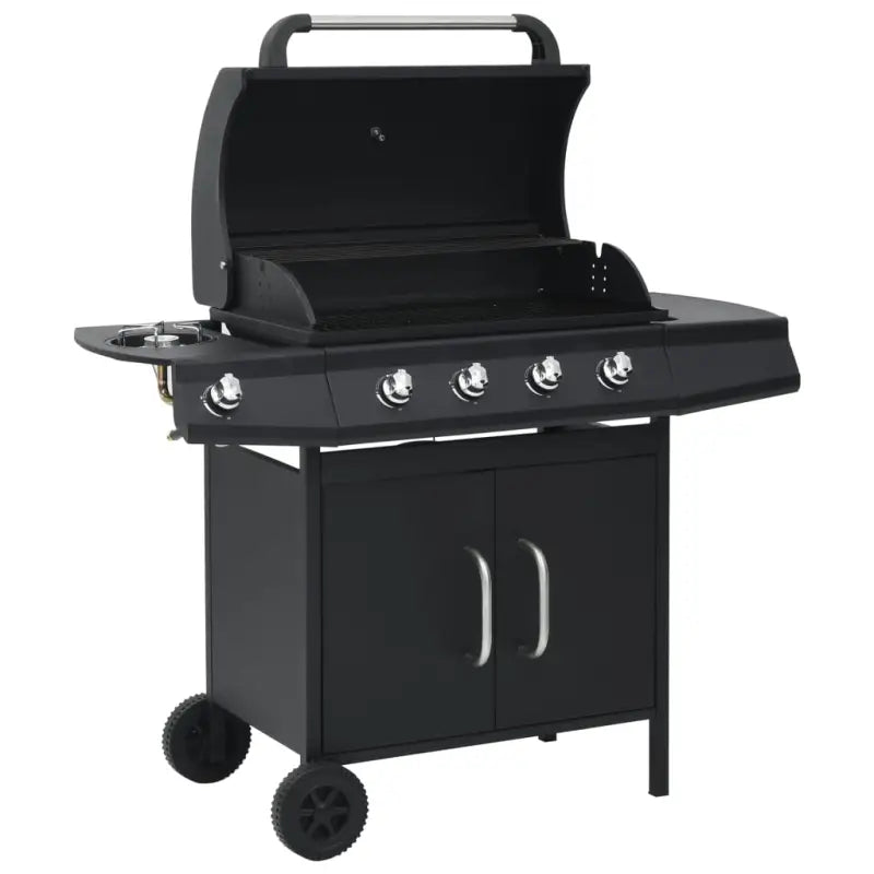 Gasbarbecue in roestvrij staal met stevige zwenkwielen voor tuinfeest - Zwart - Barbecues