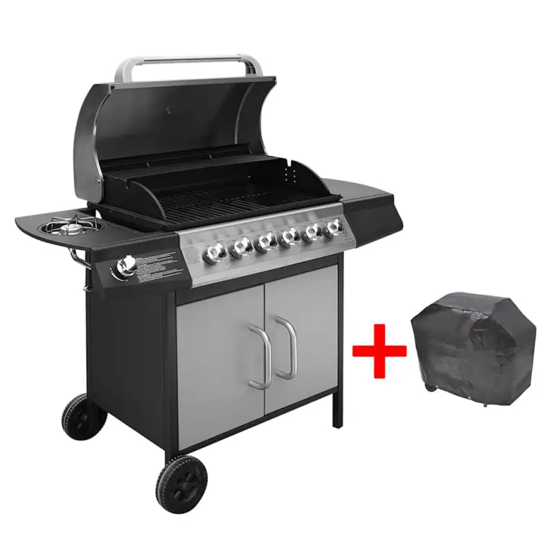 Gasbarbecue met verwijderbare vetopvanger en stevige zwenkwielen - Zwart en zilver - Barbecues