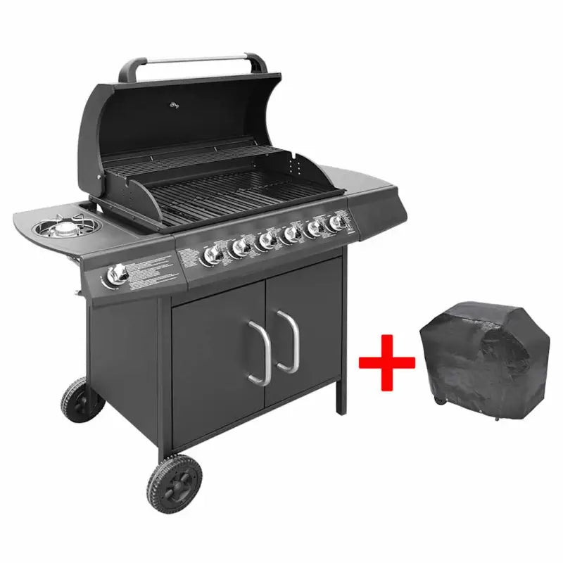 Gasbarbecue met verwijderbare vetopvanger en stevige zwenkwielen - Zwart - Barbecues