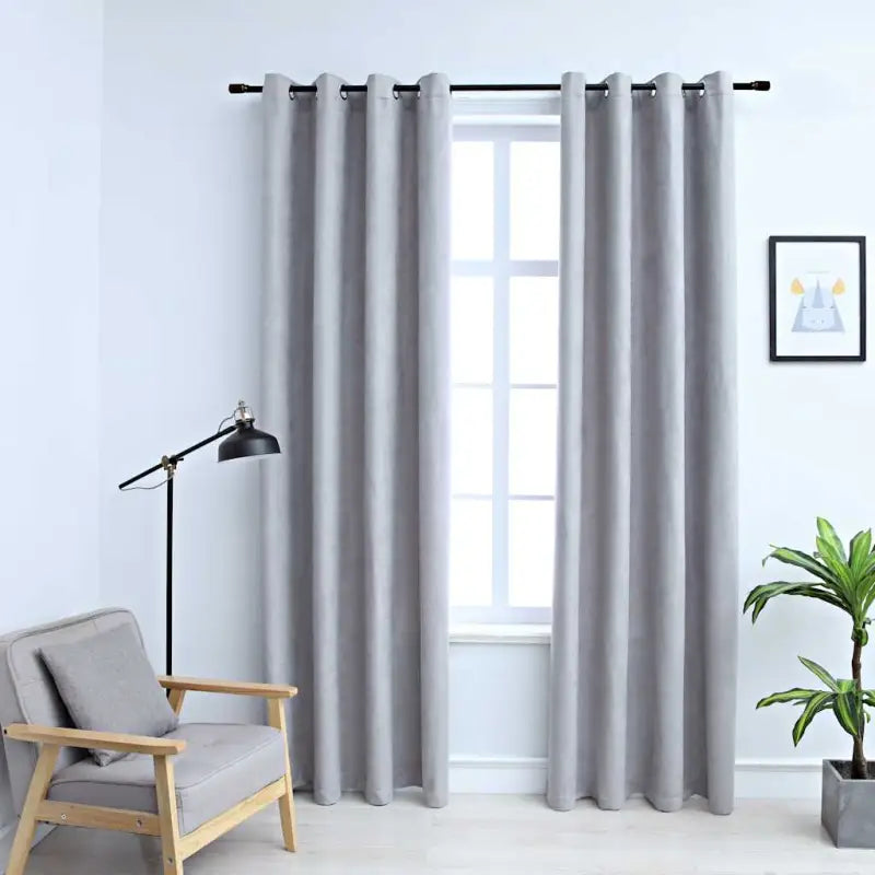 Gebroken Witte Gordijnen met Metalen Ringen voor Elegante Privacy - Grijs / 140 x 245 cm / 2 - Gordijnen & vitrages