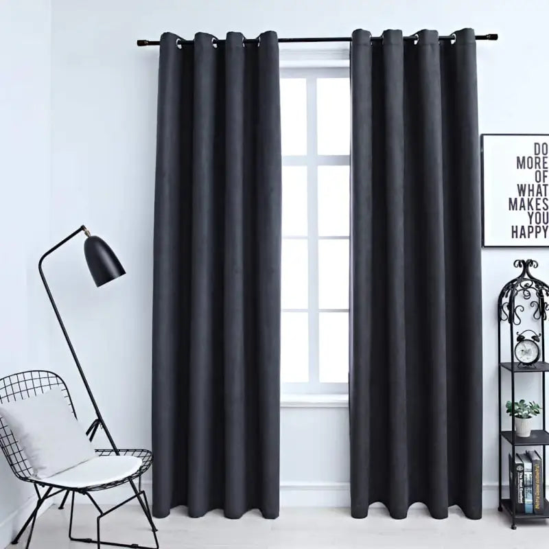 Gebroken Witte Gordijnen met Metalen Ringen voor Elegante Privacy - Antraciet / 140 x 175 cm / 1 - Gordijnen & vitrages