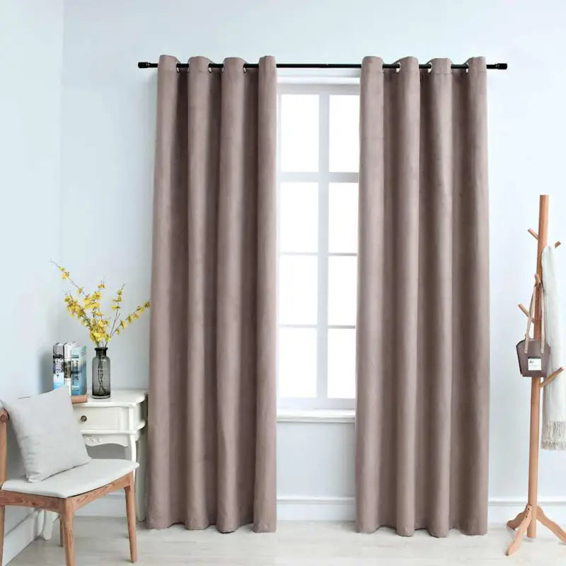 Gebroken Witte Gordijnen met Metalen Ringen voor Elegante Privacy - Taupe / 140 x 175 cm / 2 - Gordijnen & vitrages