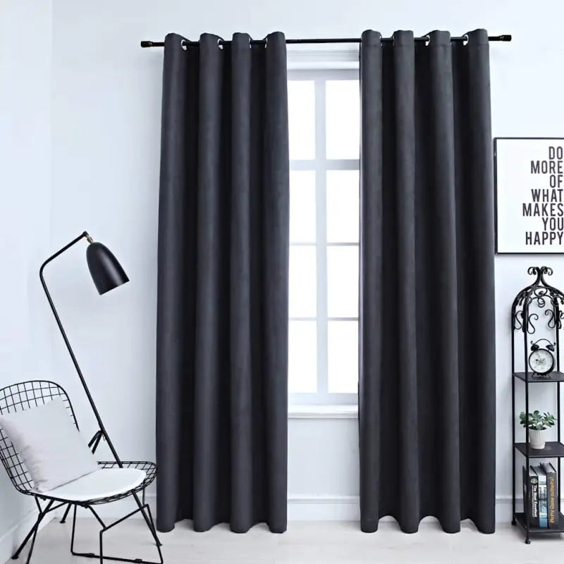 Gebroken Witte Gordijnen met Metalen Ringen voor Elegante Privacy - Antraciet / 140 x 225 cm / 1 - Gordijnen & vitrages