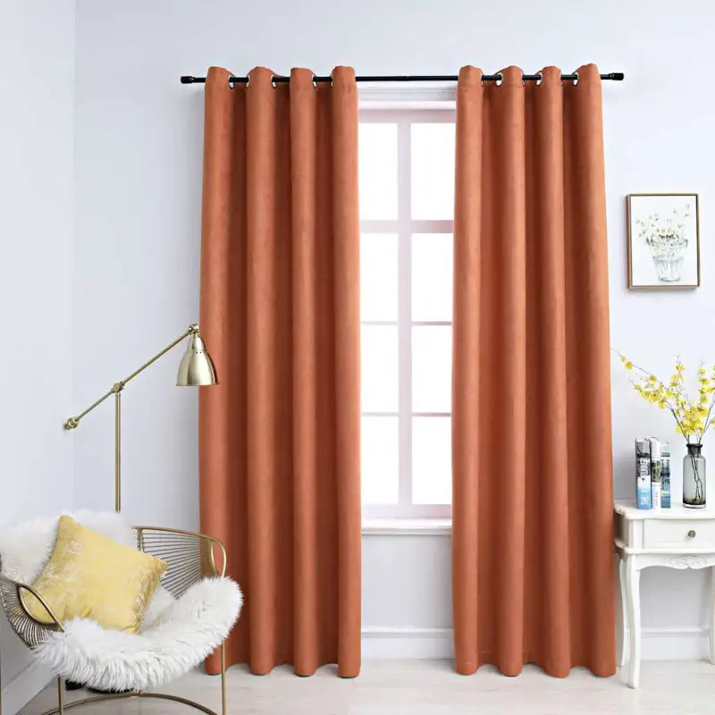 Gebroken Witte Gordijnen met Metalen Ringen voor Elegante Privacy - Roestbruin / 140 x 175 cm / 2 - Gordijnen & vitrages