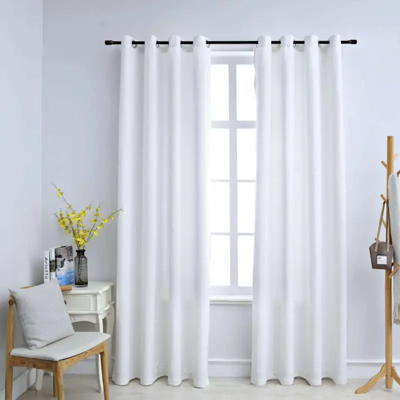 Gebroken Witte Gordijnen met Metalen Ringen voor Elegante Privacy - Gebroken wit / 140 x 245 cm / 2 - Gordijnen &