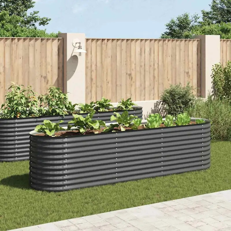 Gegalvaniseerd staal plantenbak voor tuin balkon en patio decoratie - Grijs / 320 x 80 x 81 cm / 1 - Bloempotten &