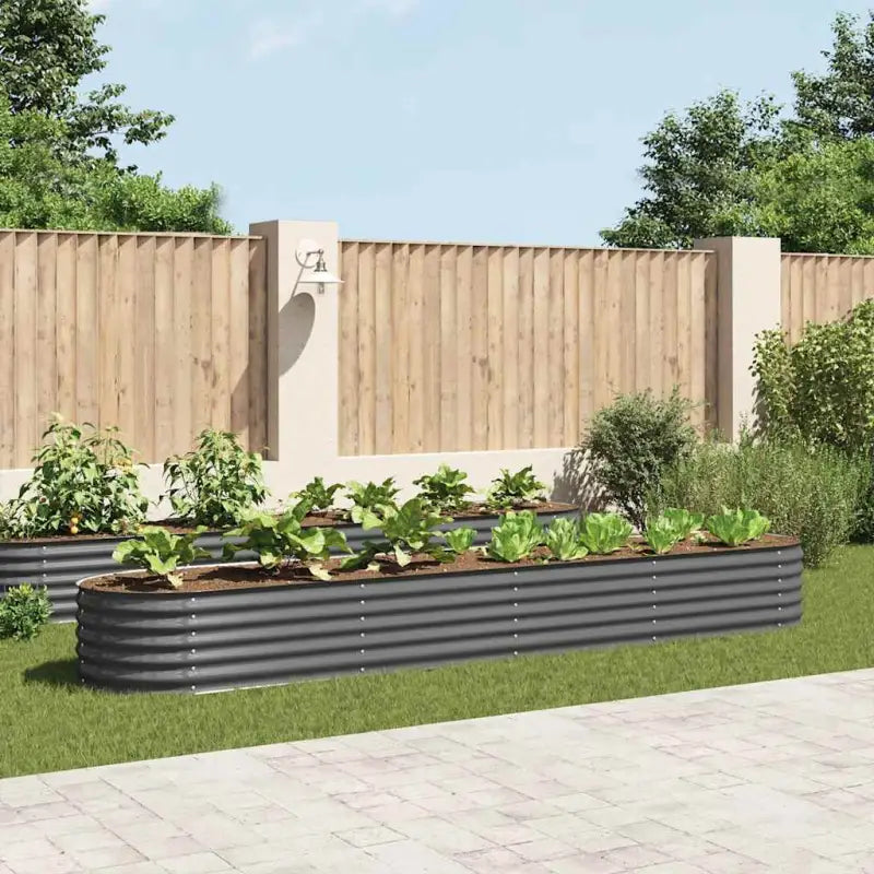Gegalvaniseerd staal plantenbak voor tuin balkon en patio decoratie - Grijs / 400 x 80 x 44 cm / 1 - Bloempotten &