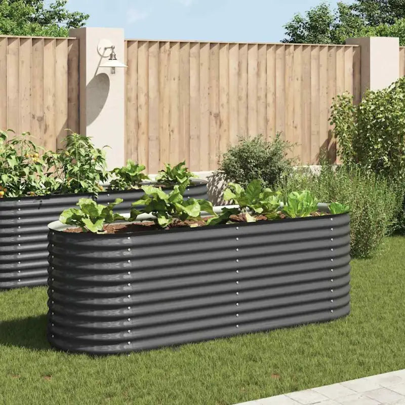 Gegalvaniseerd staal plantenbak voor tuin balkon en patio decoratie - Grijs / 240 x 80 x 81 cm / 1 - Bloempotten &