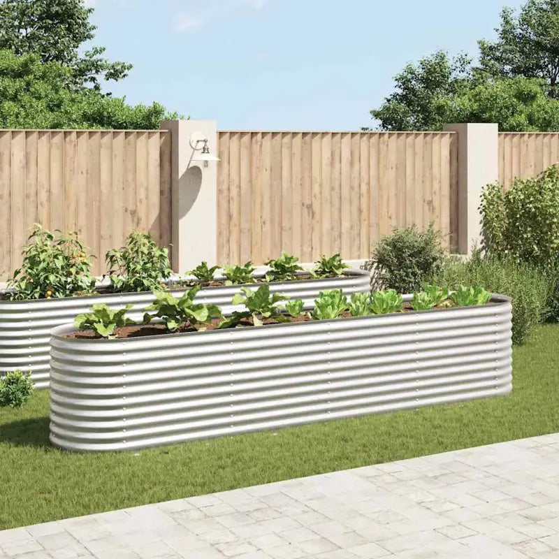 Gegalvaniseerd staal plantenbak voor tuin balkon en patio decoratie - Zilver / 400 x 80 x 81 cm / 1 - Bloempotten &