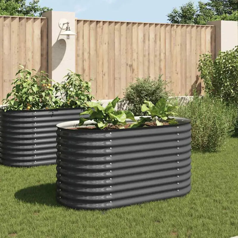 Gegalvaniseerd staal plantenbak voor tuin balkon en patio decoratie - Grijs / 160 x 80 x 81 cm / 1 - Bloempotten &