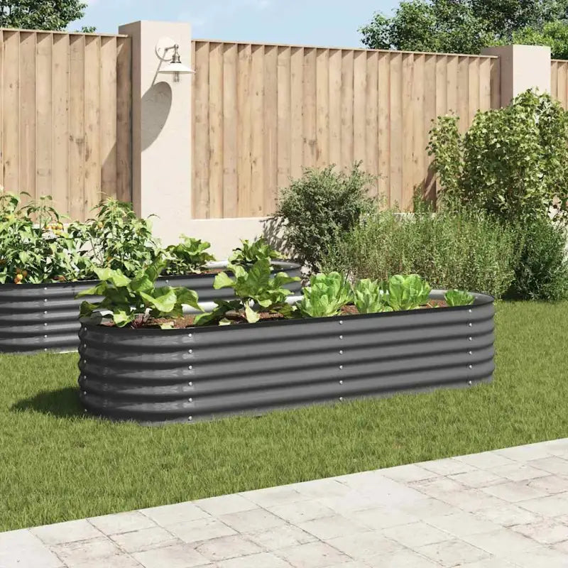 Gegalvaniseerd staal plantenbak voor tuin balkon en patio decoratie - Grijs / 240 x 80 x 44 cm / 1 - Bloempotten &