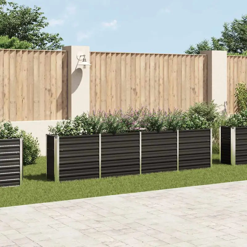 Gegalvaniseerd Staal Verhoogde Bloempotten en Plantenbakken - Antraciet / 320 x 40 x 77 cm / 1 - Bloempotten &