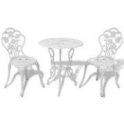 Gegoten aluminium bistroset met ronde tafel voor tuin en terras - Wit - Tuinsets