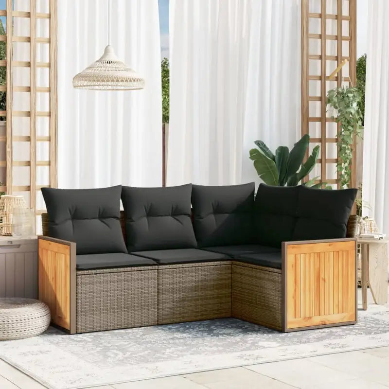 Geleun loungeset van grijs gepoedercoat staal voor tuin en terras - Grijs / Zonder tafel - Tuinsets