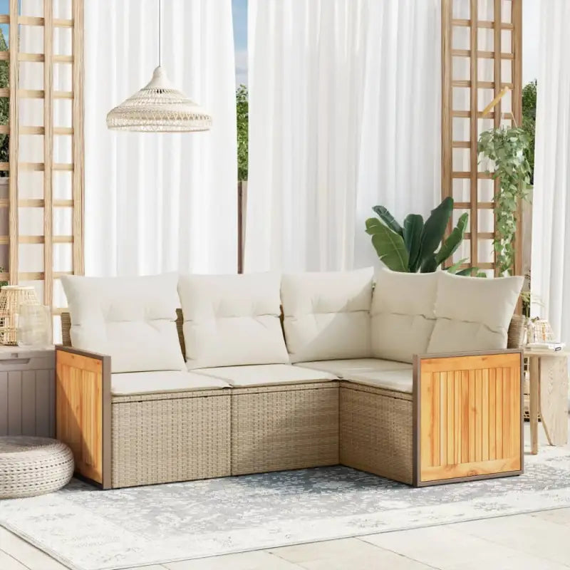Geleun loungeset van grijs gepoedercoat staal voor tuin en terras - beige en crèmekleurig / Zonder tafel - Tuinsets