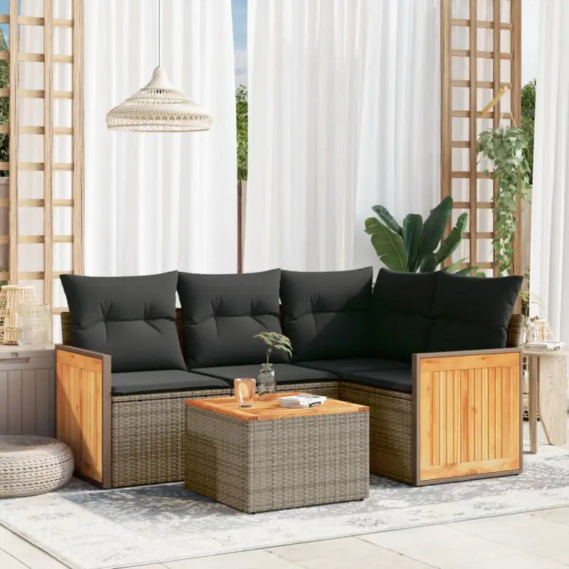 Geleun loungeset van grijs gepoedercoat staal voor tuin en terras - Grijs / Met tafel - Tuinsets