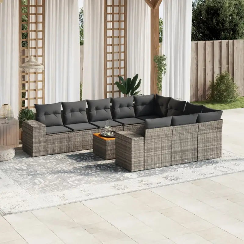 Gepersonaliseerde tuinsets met beige materiaal en gepoedercoat staal - grijs en donkergrijs / 6x midden + 2x hoek