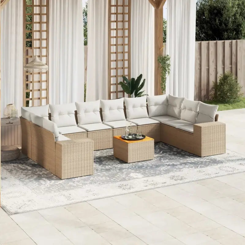 Gepersonaliseerde tuinsets met beige materiaal en gepoedercoat staal - beige en crèmekleurig / 2x hoek + 6x midden