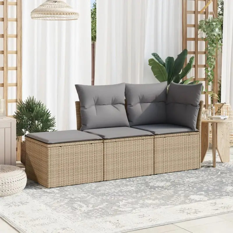 Gepoedercoat staal loungeset in beige met comfortabele afmetingen - Beige en grijs - Tuinsets