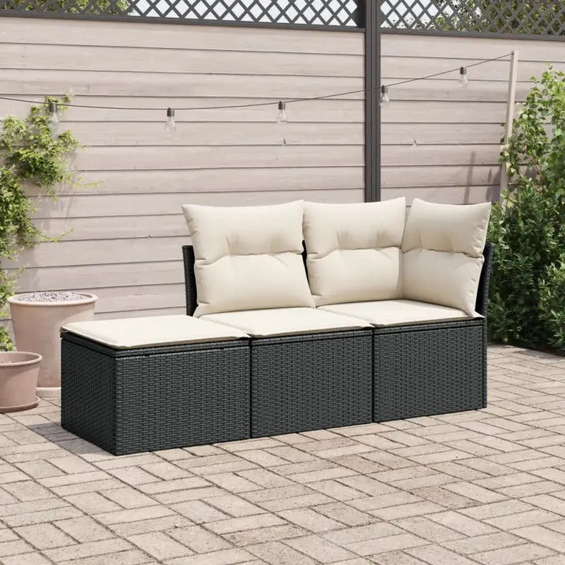Gepoedercoat staal loungeset in beige met comfortabele afmetingen - Zwart en crème - Tuinsets