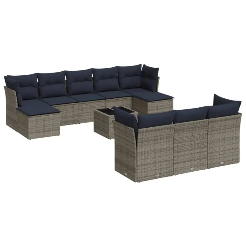 Gepoedercoat staal loungeset in grijs voor tuin en terras - Beige en grijs / Zonder tafel - Tuinsets