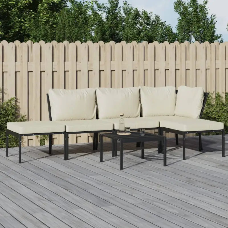 Gepoedercoat staal loungeset met aantrekkelijke afmetingen voor je tuin - Zand / hoek + 2x midden + 2x voetensteun