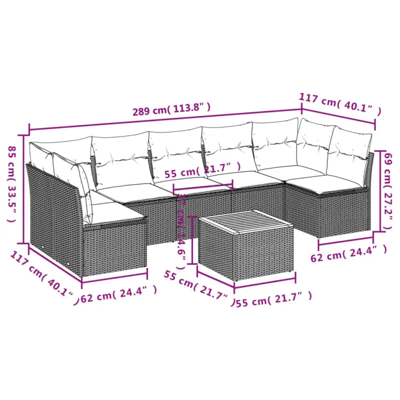 Gepoedercoat staal loungeset met poly rattan voor buitenplezier - Tuinsets