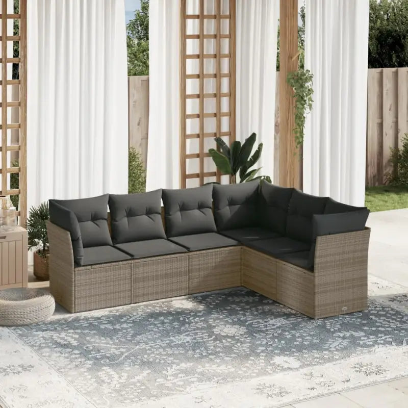 Gepoedercoat staal loungeset met poly rattan voor comfortabele zitervaring - Grijs / Zonder tafel - Tuinsets