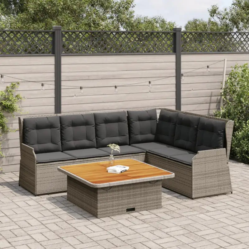 Gepoedercoat staal loungeset met verstelbare tuinbank en ruime afmetingen - Grijs - Tuinsets
