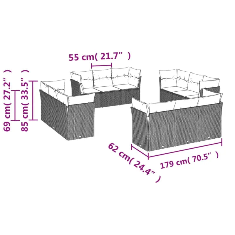 Gepoedercoat staal tuin loungerset met poly rattan en comfortabele zitervaring - Tuinsets