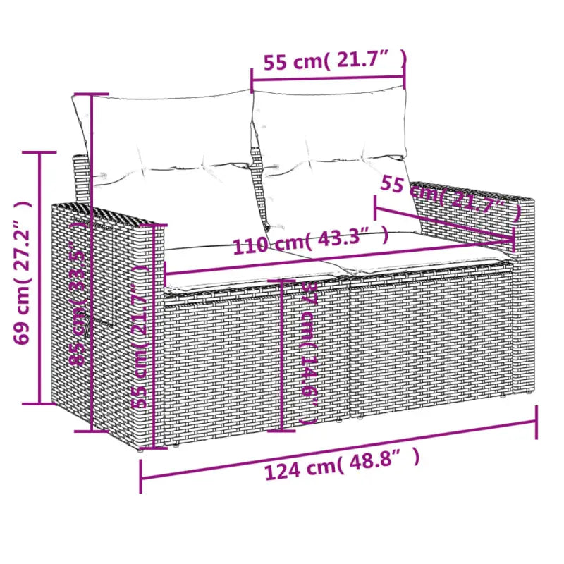 Gepoedercoat staal tuinset in grijs materiaal met perfecte afmetingen - Grijs / Zonder tafel - Tuinsets