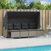 Gepoedercoat staal tuinset met poly rattan en uitschuifbare luifel - Tuinsets
