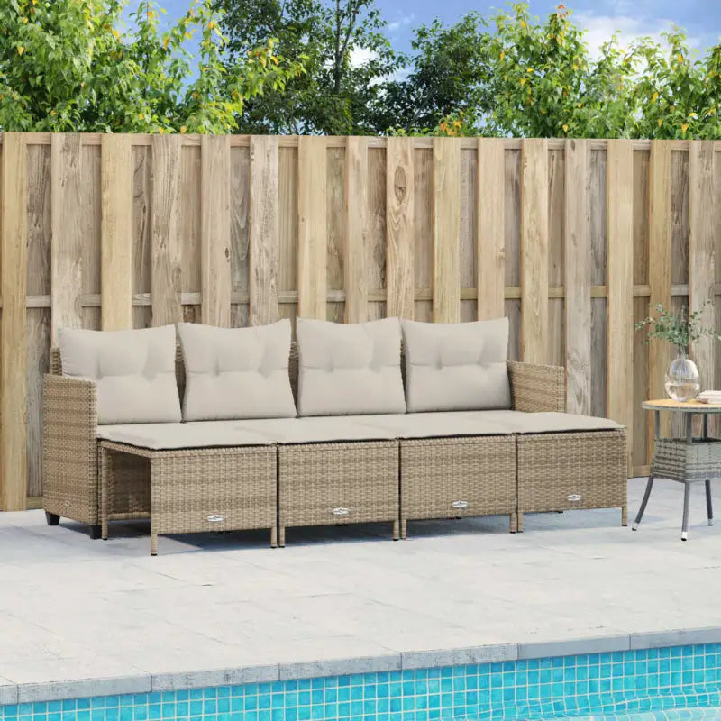 Gepoedercoat staal tuinset met poly rattan en uitschuifbare luifel - beige en crèmekleurig / zonder luifel - Tuinsets