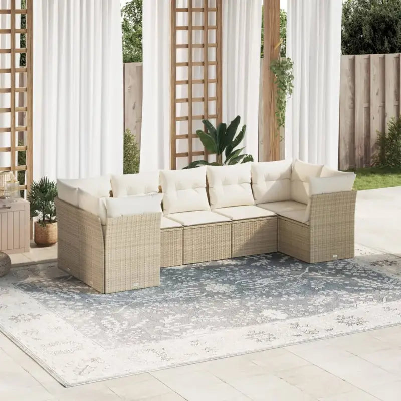 Gepoedercoat staal tuinset met poly rattan for een comfortabele zitervaring - beige en crèmekleurig - Tuinsets
