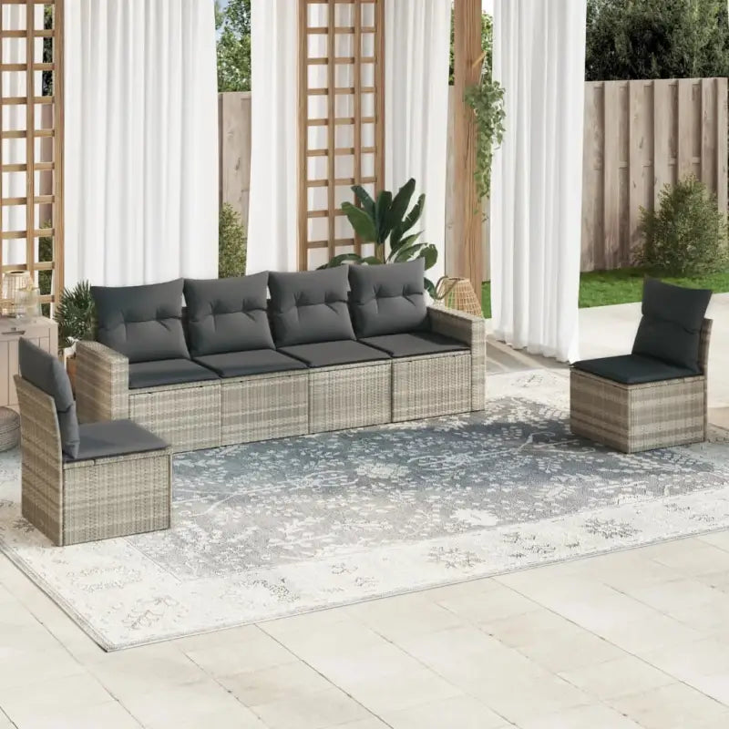 Gepoedercoat staal Tuinset met poly rattan voor comfortabele zitervaring - Lichtgrijs / Zonder tafel - Tuinsets