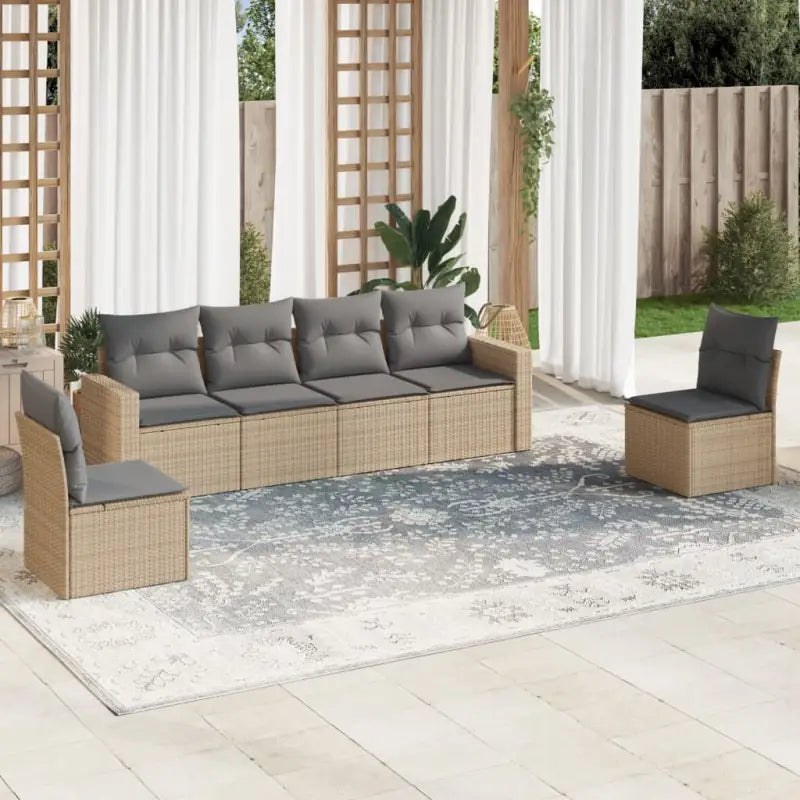 Gepoedercoat staal Tuinset met poly rattan voor comfortabele zitervaring - Beige en grijs / Zonder tafel - Tuinsets