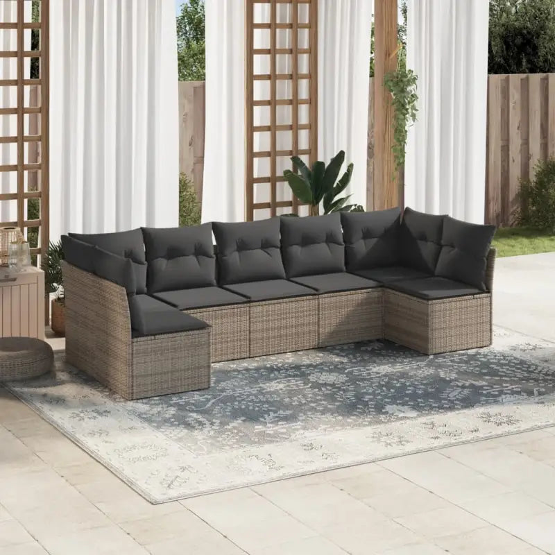 Gepoedercoat staal tuinset met poly rattan voor een comfortabele zitervaring - Grijs / Zonder tafel - Tuinsets