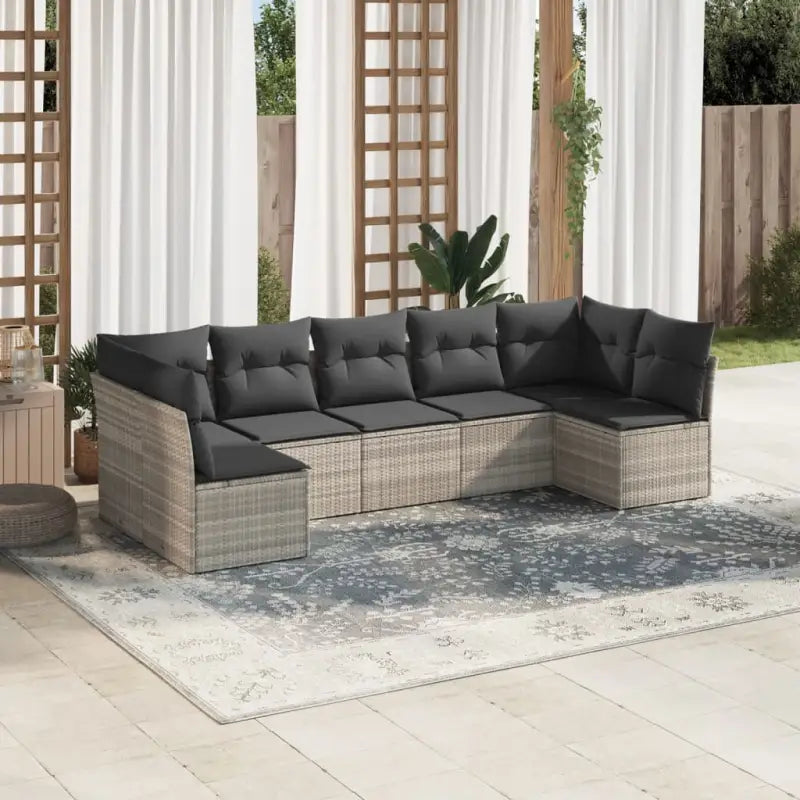 Gepoedercoat staal tuinset met poly rattan voor een comfortabele zitervaring - Lichtgrijs / Zonder tafel - Tuinsets