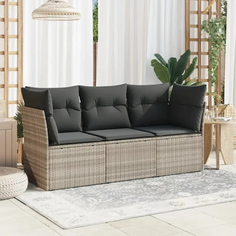 Gepoedercoat staal tuinset met poly rattan voor een comfortabele zitervaring - Lichtgrijs / Zonder tafel - Tuinsets