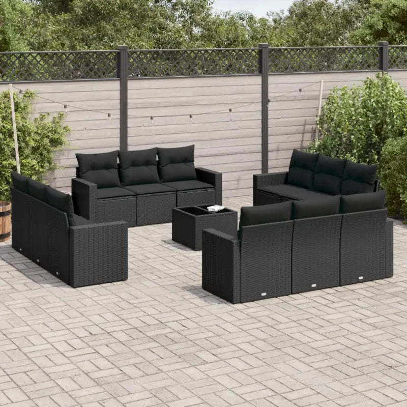 Gepoedercoat staal tuinstoelset met poly rattan voor een comfortabele zitervaring - Zwart / Met tafel - Tuinsets