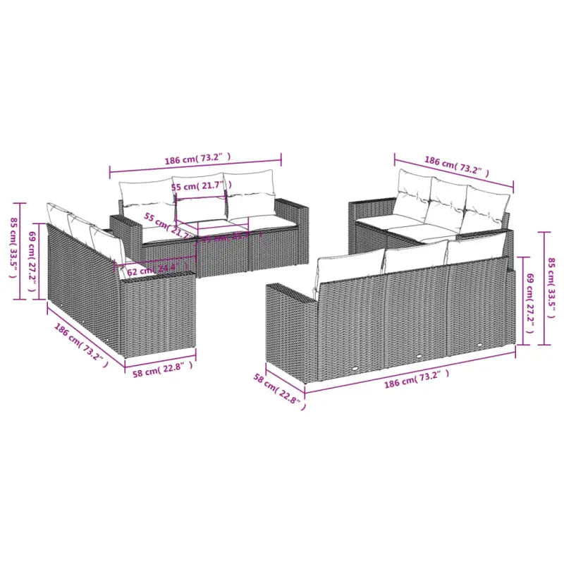 Gepoedercoat staal tuinstoelset met poly rattan voor een comfortabele zitervaring - Tuinsets