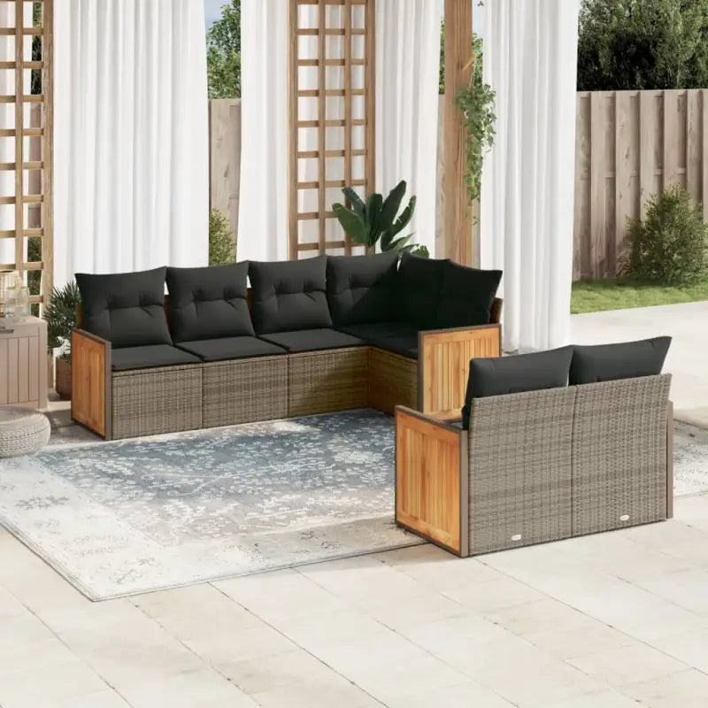 Gepoedercoat stalen loungeset met beige materiaal voor tuin of terras - Grijs - Tuinsets