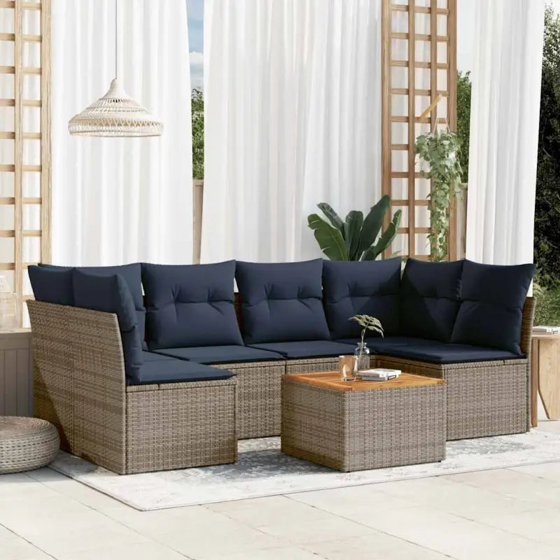 Gepoedercoate stalen tuinset met waterdichte tas in grijs materiaal - Grijs / 2x corner + table + 4x middle - Tuinsets