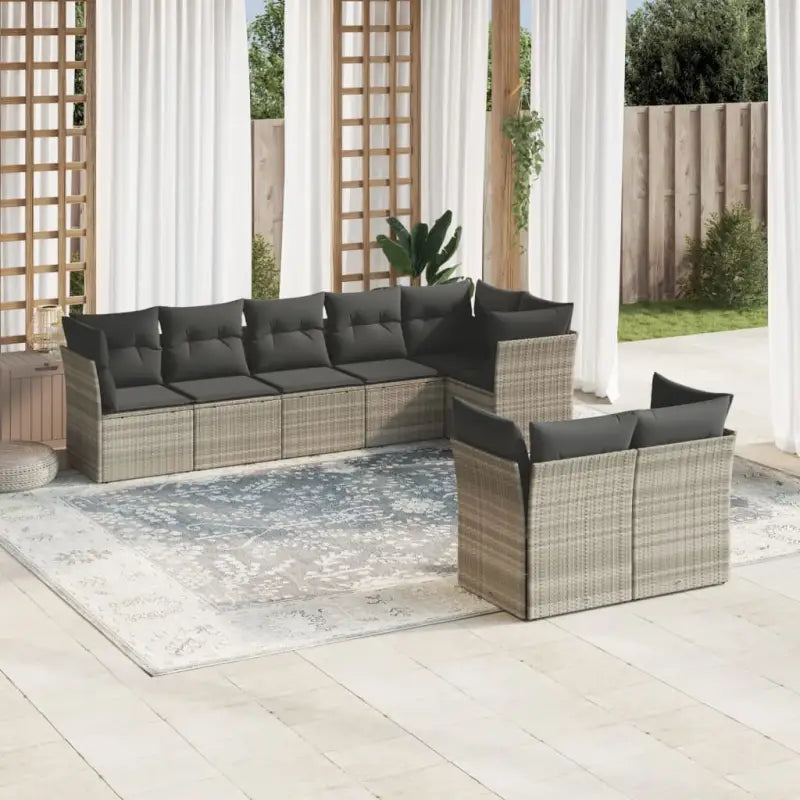 Gepoedercoate tuinset met poly rattan voor een comfortabele zitervaring - Lichtgrijs / Zonder tafel - Tuinsets