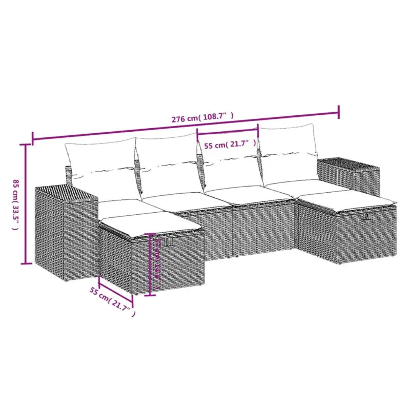 Gepoedercoaten loungeset in grijs materiaal met ideale afmetingen - Tuinsets