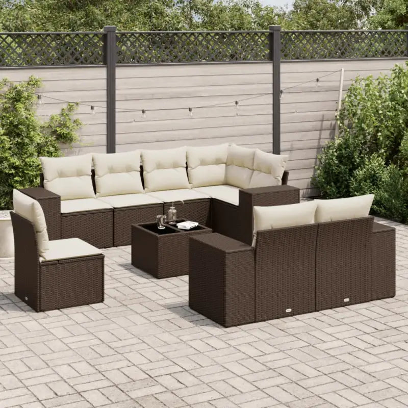 Gepoeedercoat staal tuinset met beige materiaal voor buitenplezier - Bruin en crème / Zonder tafel - Tuinsets