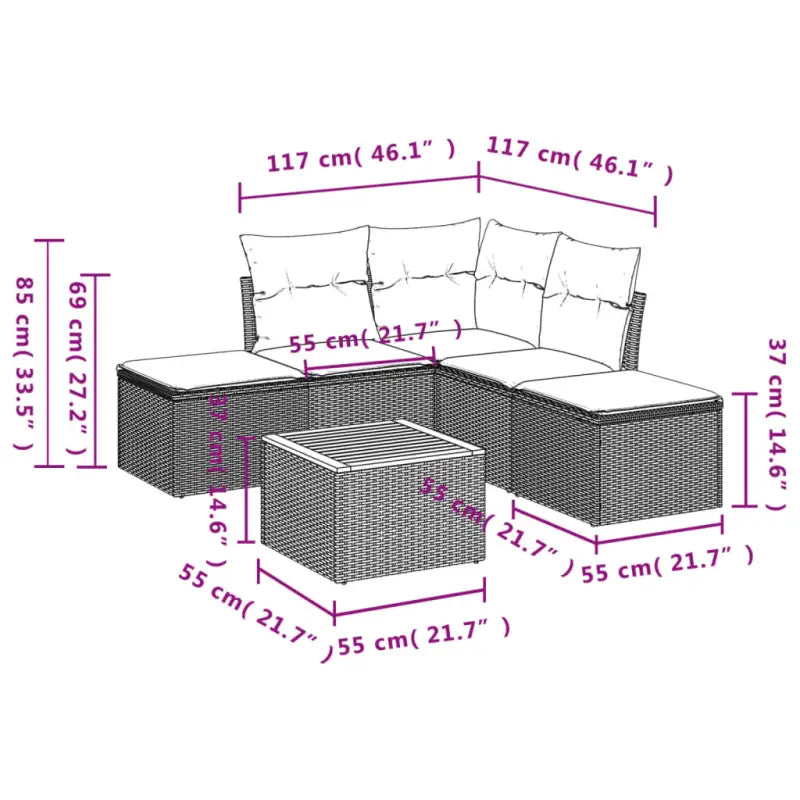 Gepolijst tuinaanbouwset met beige materiaal en gepoedercoat staal - Tuinsets