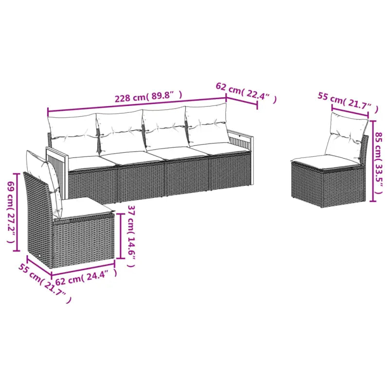 Gepolijst tuinset van poly rattan met comfortabele zitervaring en afmetingen - Tuinsets