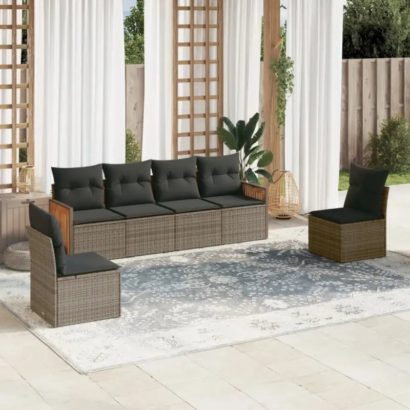 Gepolijst tuinset van poly rattan met comfortabele zitervaring en afmetingen - Grijs / Zonder tafel - Tuinsets